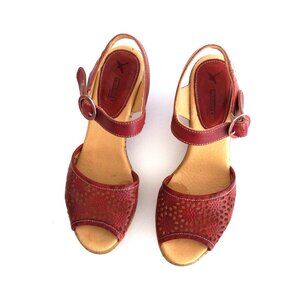 Pikolinos Sandals Sandia Red Size 36 Cut Out Flowers XLNT